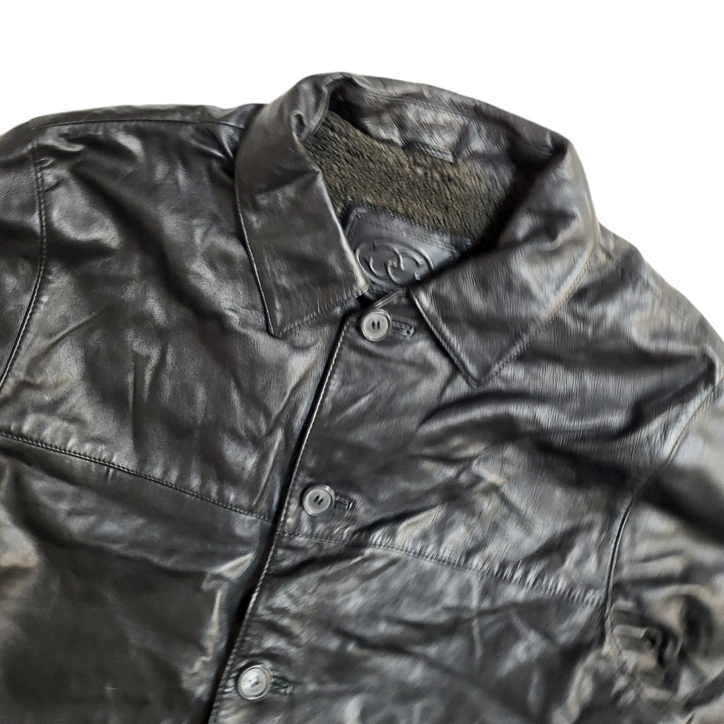 Ciro Citerio Vintage 90's Black Button Leather Coat UK Men's Size Large