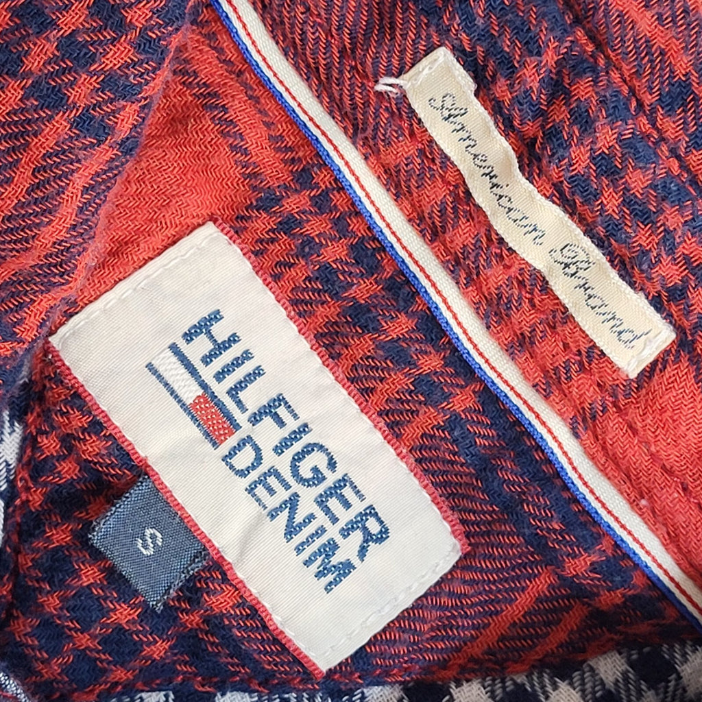Tommy Hilfiger Vintage 90's Red & Blue Checked Long Sleeve Shirt Men's UK S