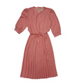 Berkertex 80s Vintage Pink Pleated 3/4 Sleeve Daywear Dress Women's 12