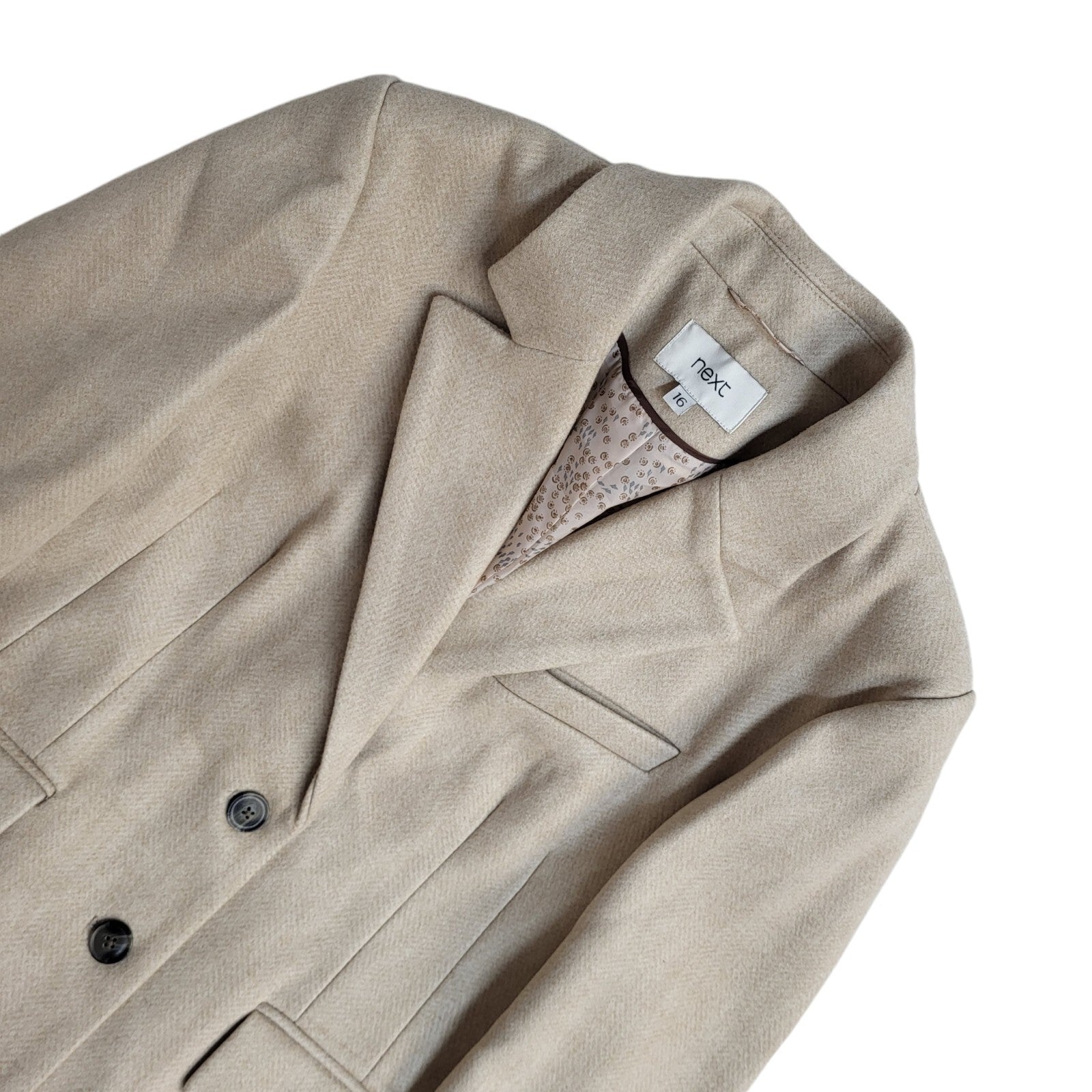 Next Vintage 90's Beige Collared Button Front Coat Women's UK 16