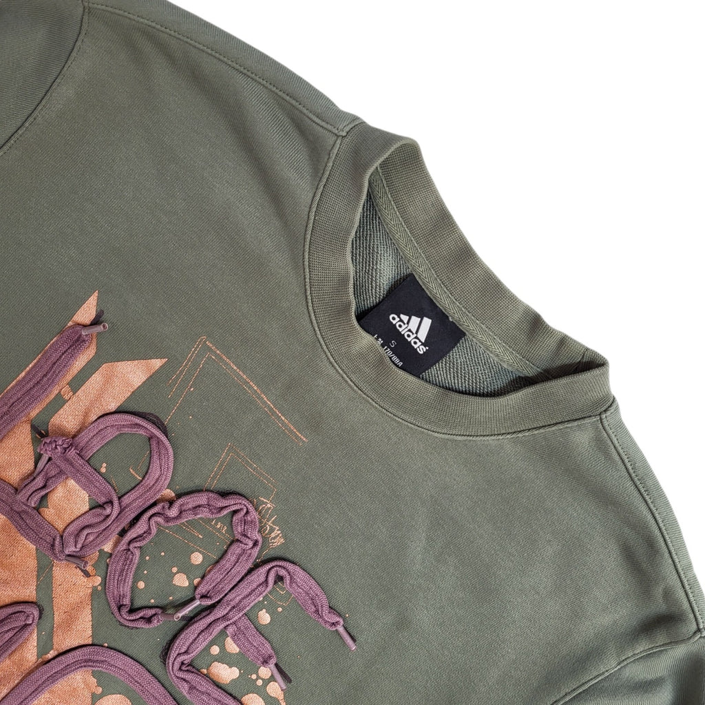 Adidas Green 90's  Crew Neck ''Lace Up''Sweatshirt UK Women's Size S