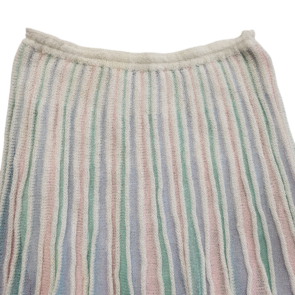 Vintage 80's Multicoloured Striped Midi Skirt Womens UK Size 12 W30