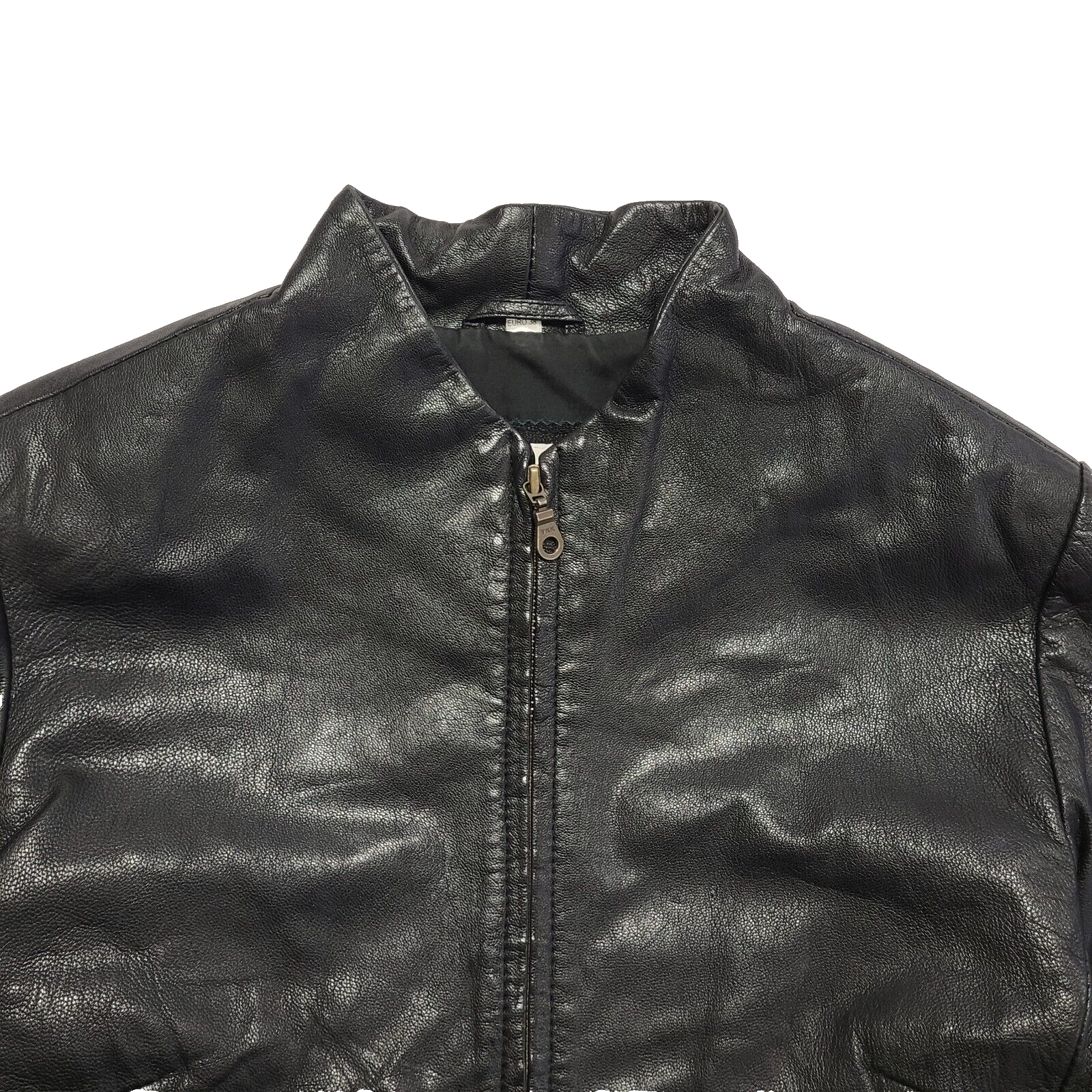 Modern Classic 90s Vintage Black Zipped Leather Jacket Uk Women's Size 12