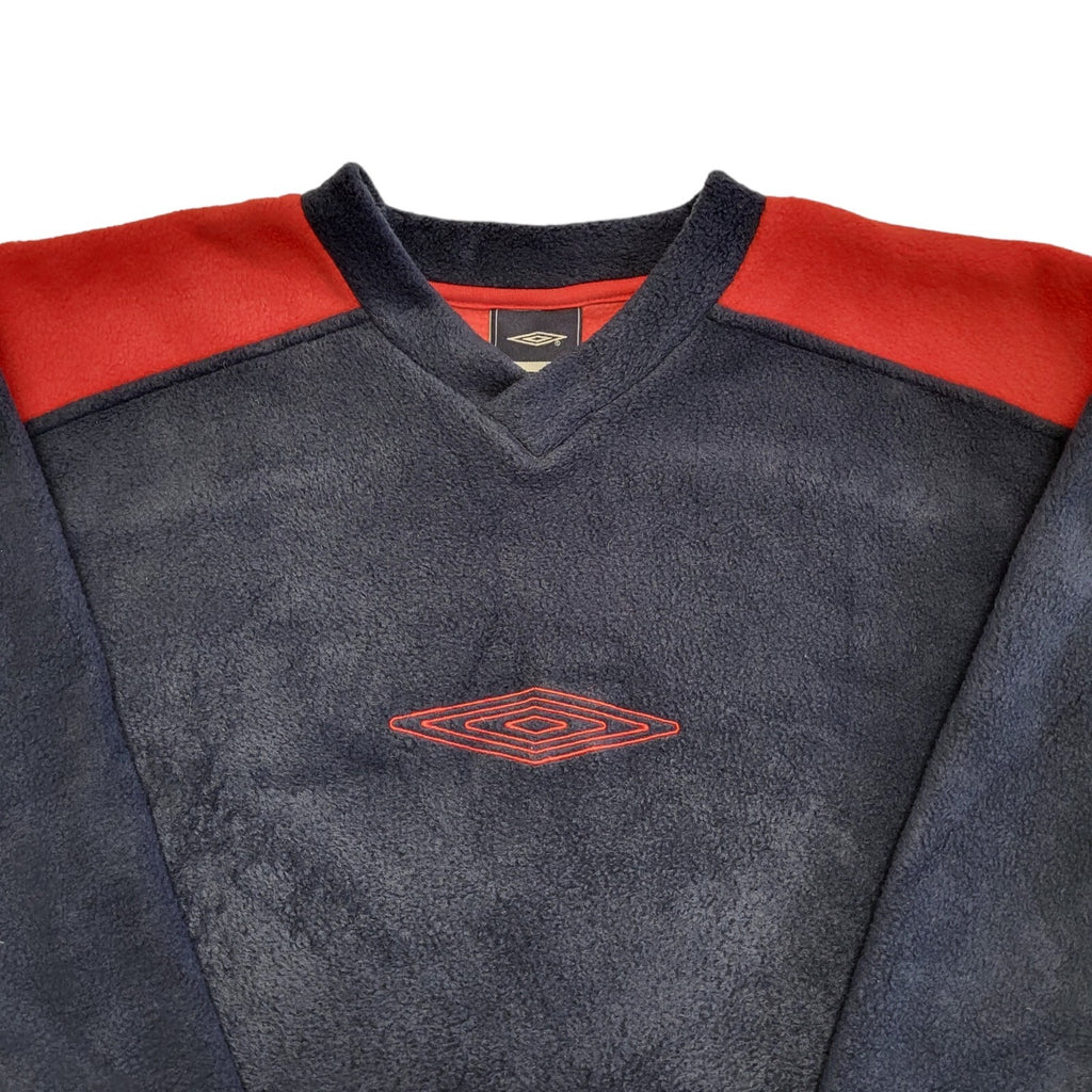 Umbro Y2K Vintage V-Neck Blue & Red Kids Fleece Size XL.