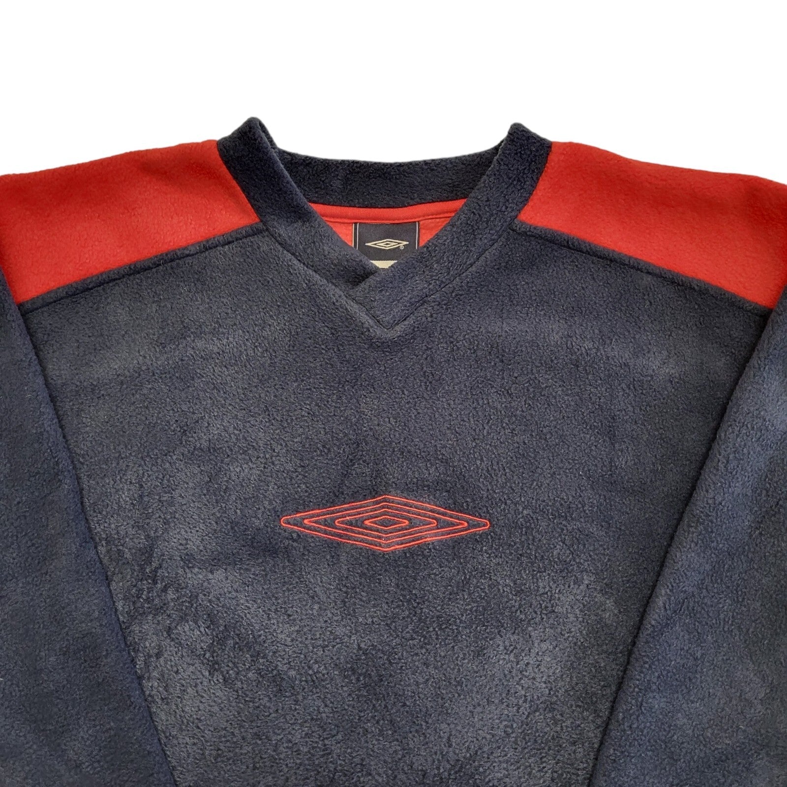 Umbro Y2K Vintage V-Neck Blue & Red Kids Fleece Size XL.