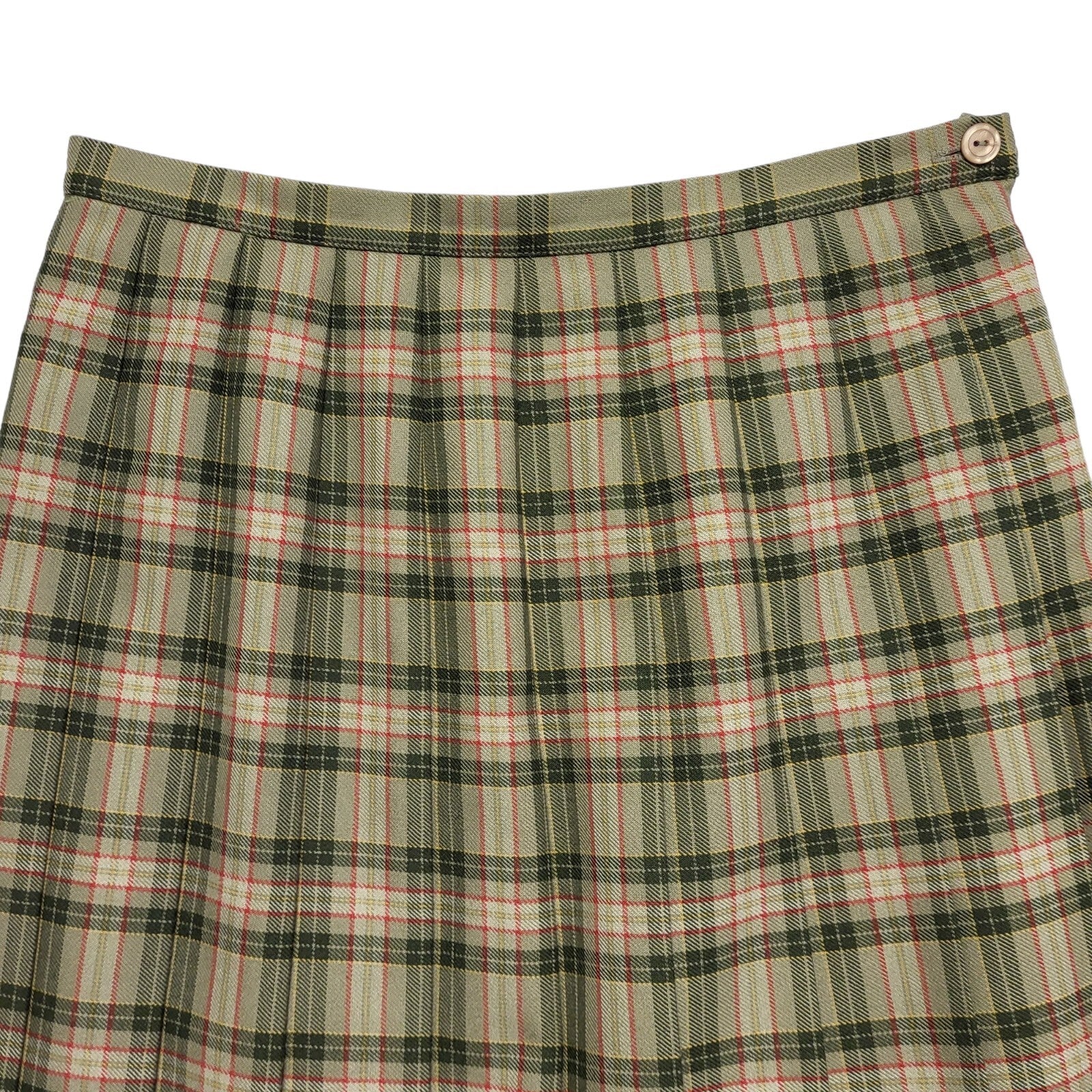 Eastex Vintage 90's Green Red Check Short Pleated Skirt Uk Women's Size 14 W32