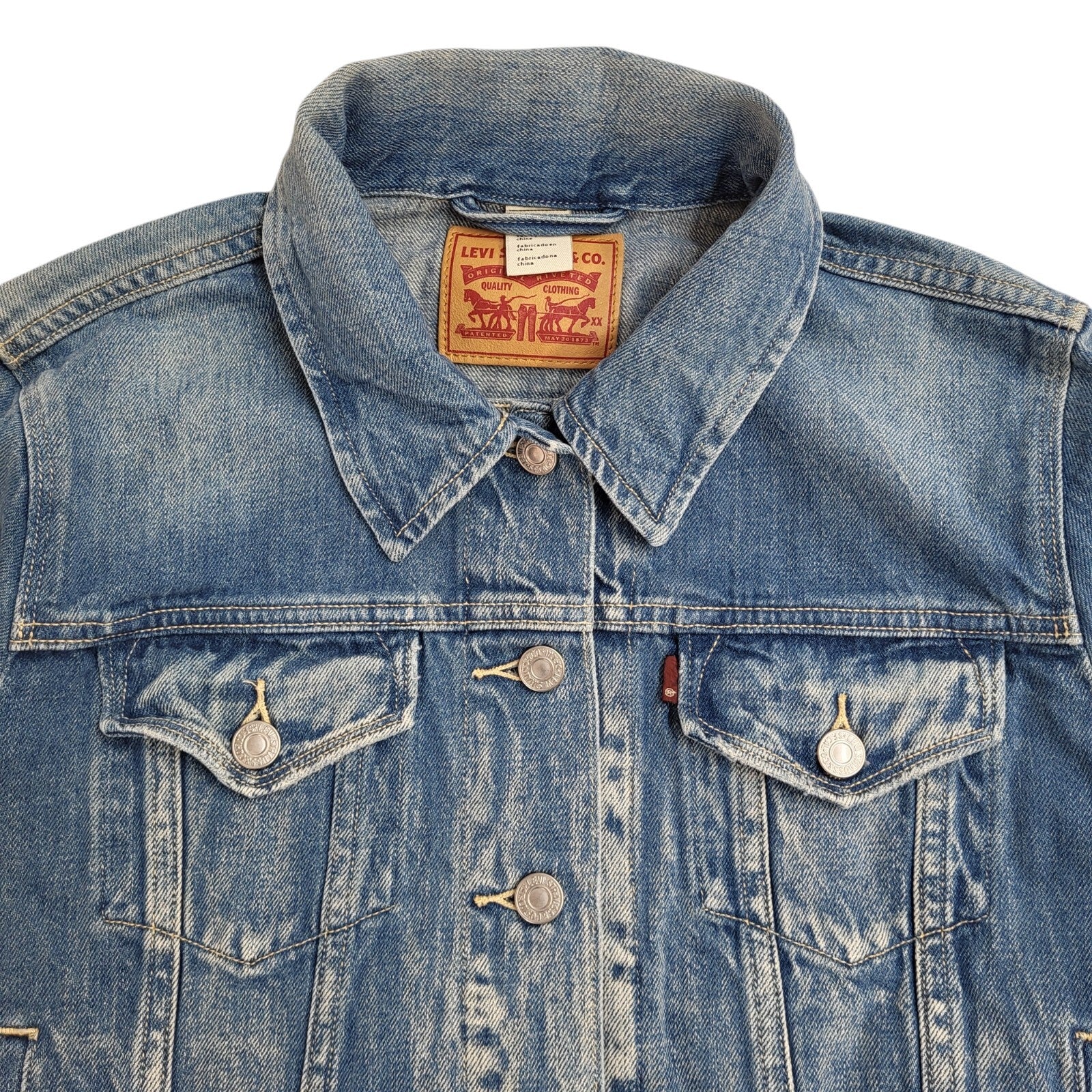 Levi's Mid Blue 90s Vintage Denim Jacket Uk Women's Size Large