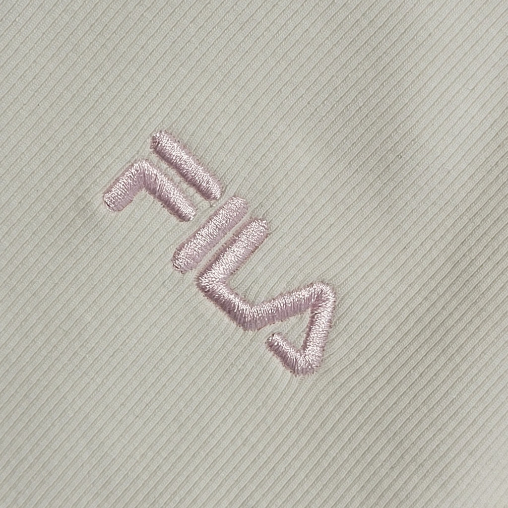 Fila Y2K Cream High Neck 1/4 Zip Cropped Sweatshirt Womens UK Size M
