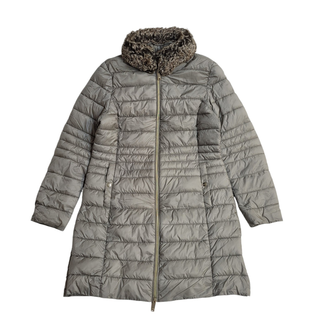 Esprit Grey Vintage 80s Zipped Quilted Rain Coat Uk Women's Size M