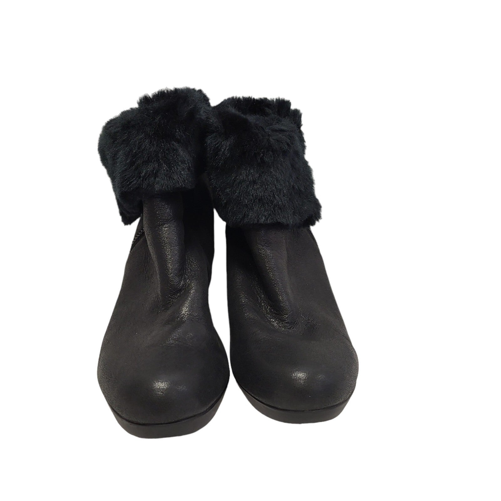 Geox Respira Black Zip Ankle Fur Patent Leather Boots Women's UK 7 
