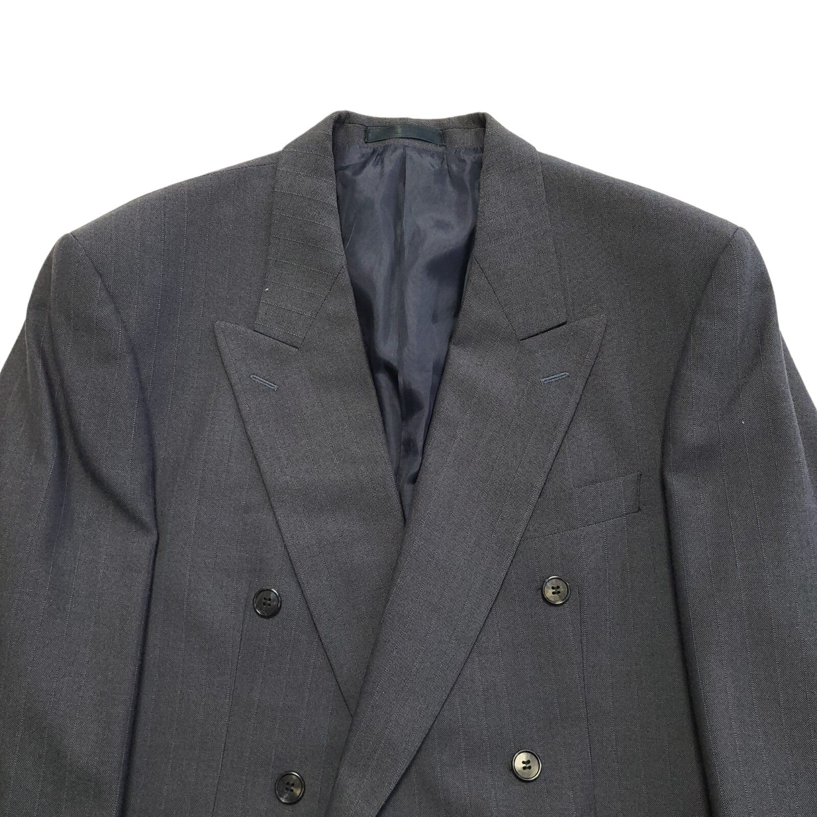 St Michael Vintage 70s Blue Striped Wool Blend Suit Jacket Uk Men's Size L 42"