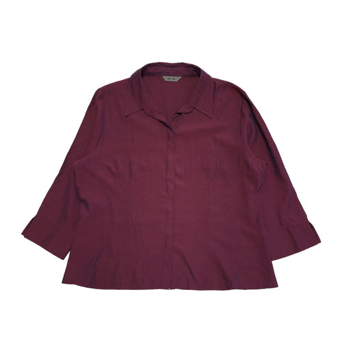 Amaranto Vintage 90's Purple Metallic 3/4 Length Sleeve Shirt Women's UK Size 18