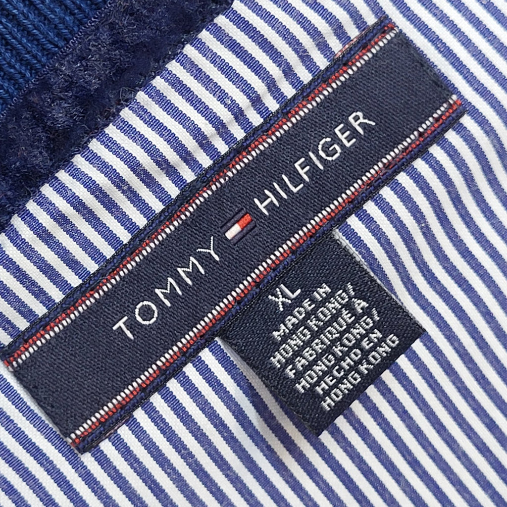 Tommy Hilfiger Y2K Blue 2 Tone V-Neck Long Sleeve Jumper Men's UK Size XL