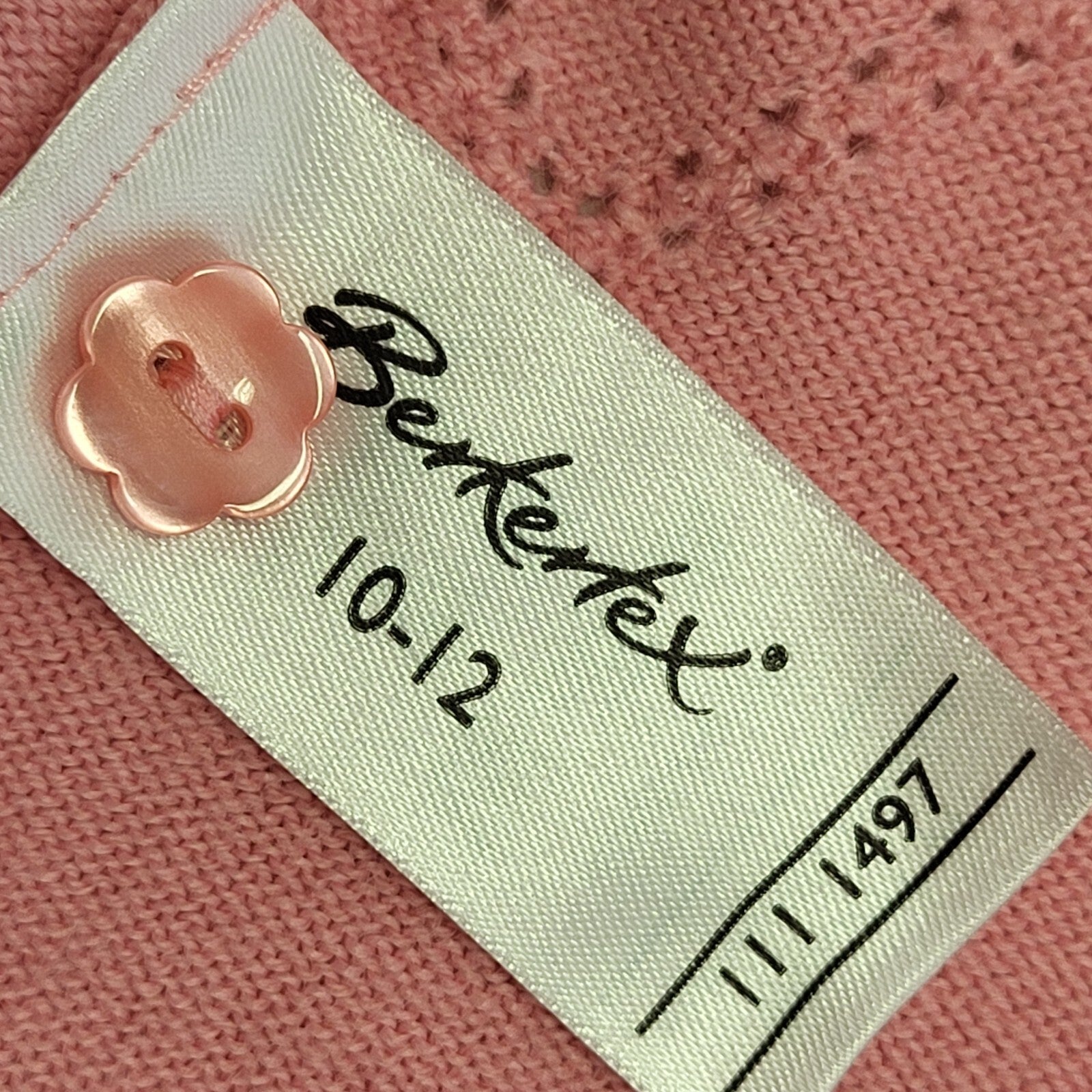Berkertex Vintage 80s Pink Diamond Knit Cardigan UK Women's Size M / L