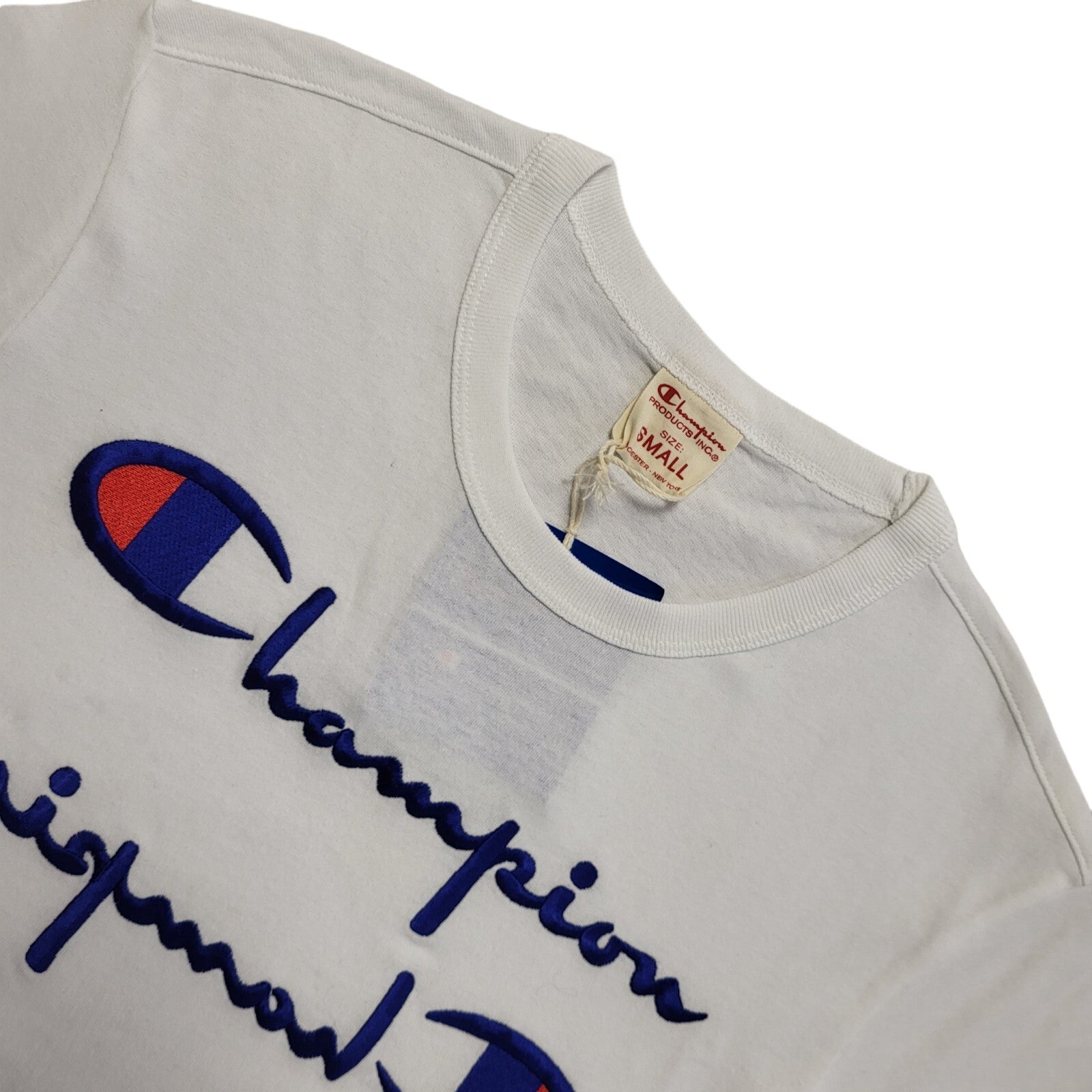 Champion Vintage 90s White Short Sleeve T-Shirt BNWT Mens UK Size S