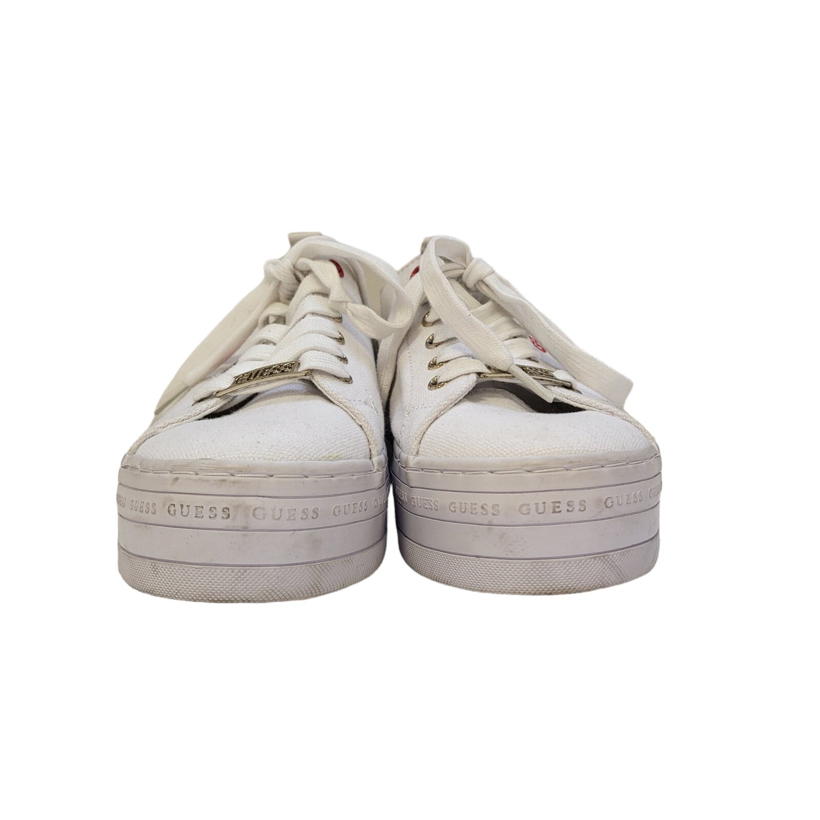 Guess White Lace-up Sports Casual Trainers Uk Women's Size 6