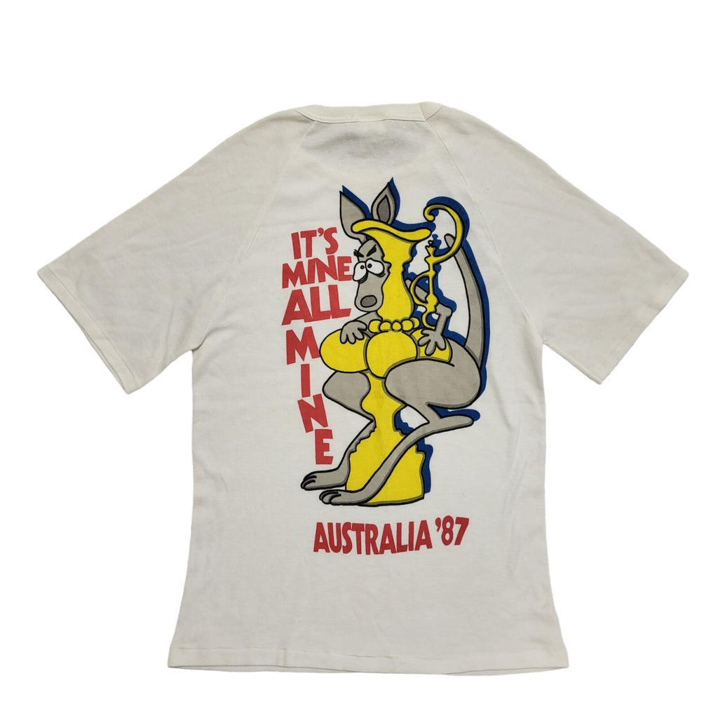 JB Australia '87 Vintage 80's White Single Stitch T-Shirt Womens UK 6 (age 16)
