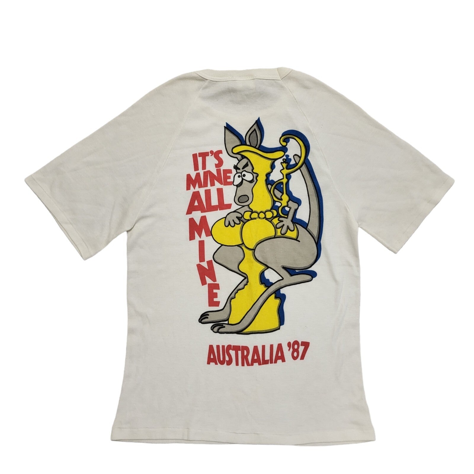 JB Australia '87 Vintage 80's White Single Stitch T-Shirt Womens UK 6 (age 16)