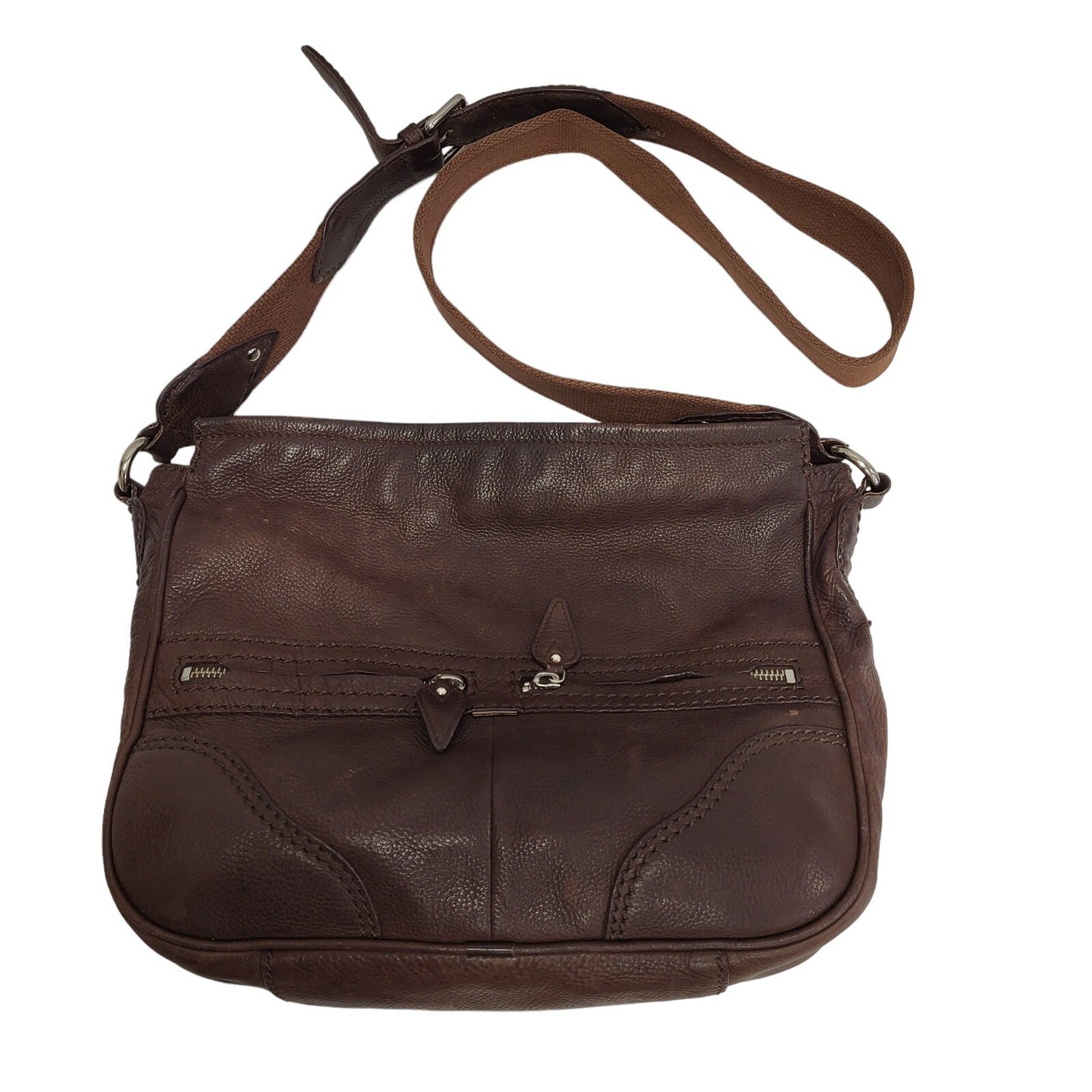 Radley Brown Zip Leather Medium Shoulder Bag Uk Women's Size 11" x 12"