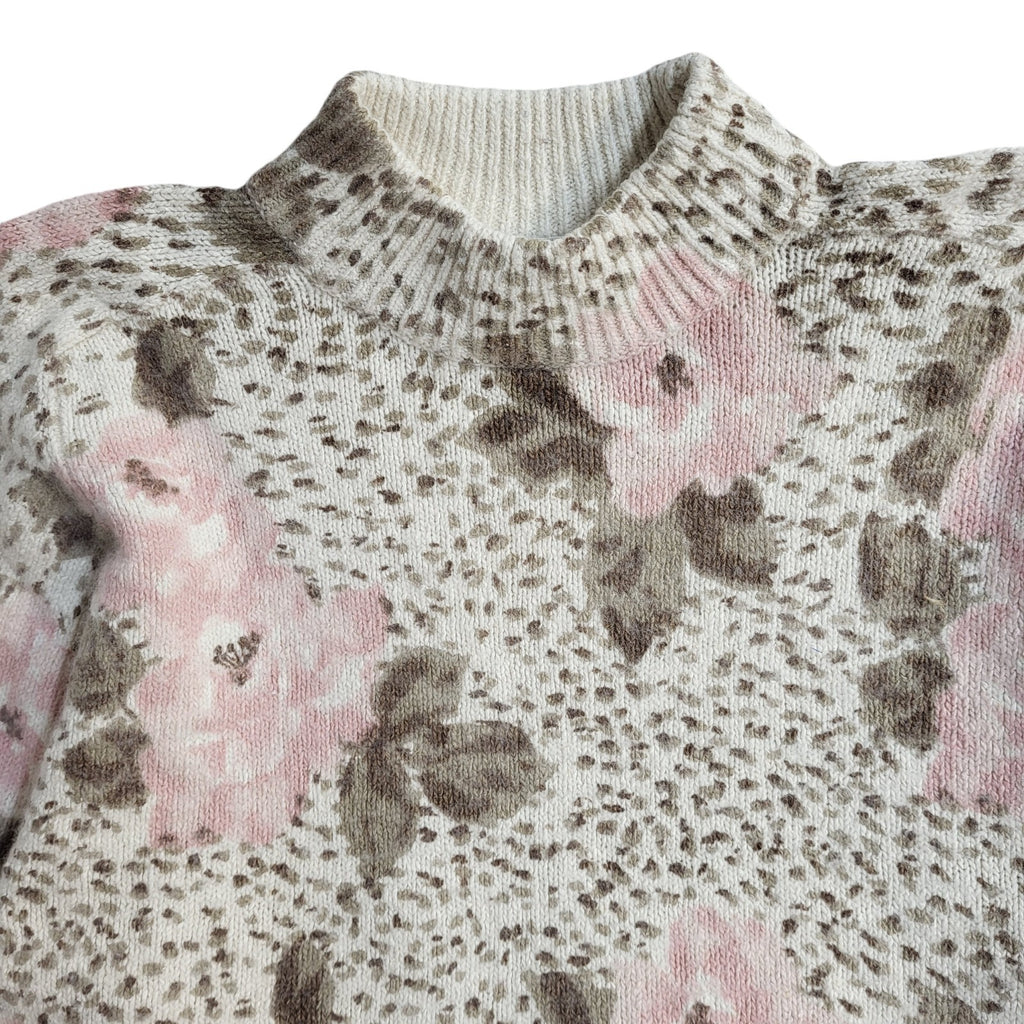 Colter Bay Vintage 90's Beige & Pink Round Neck Jumper UK Women's Size M