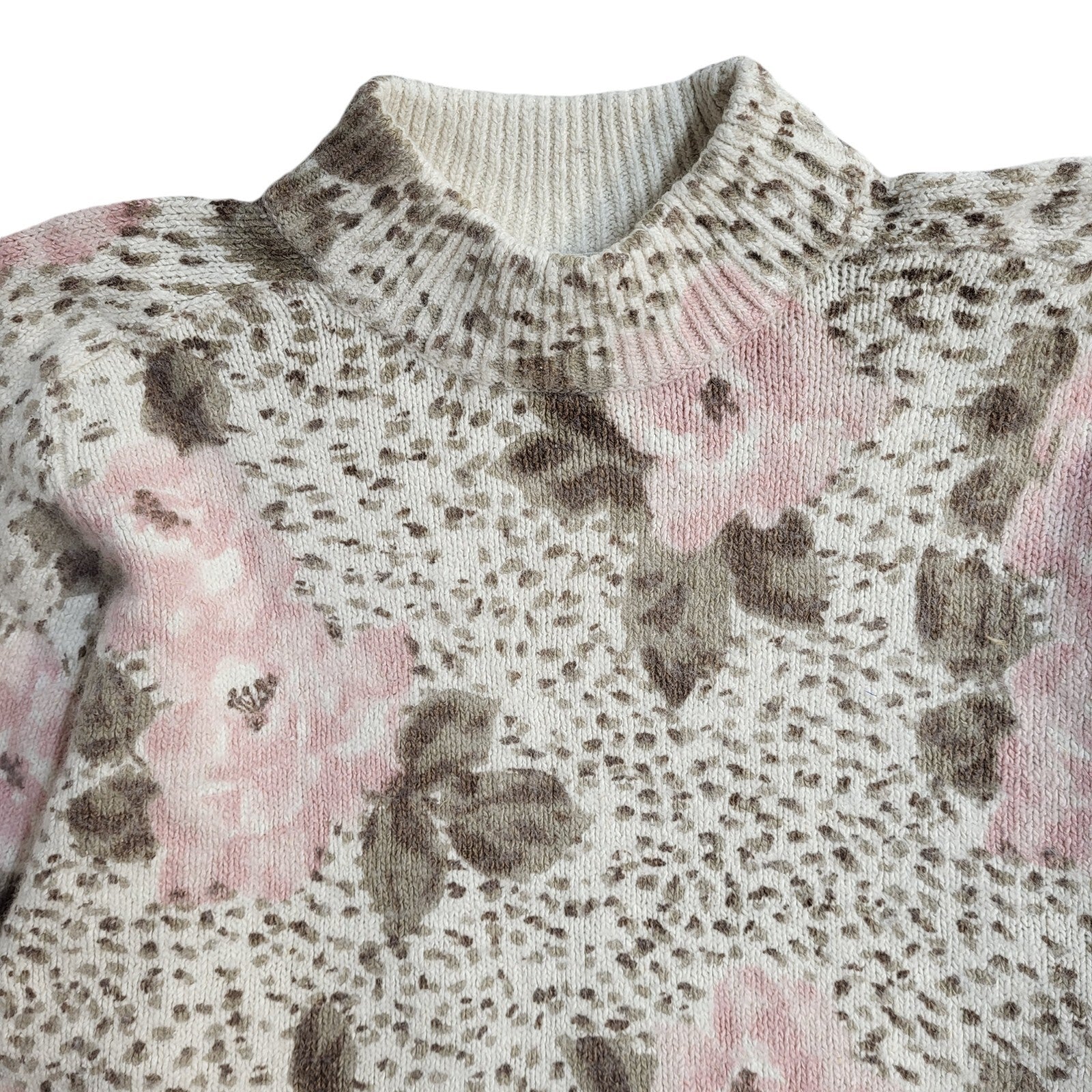 Colter Bay Vintage 90's Beige & Pink Round Neck Jumper UK Women's Size M