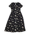 90s Vintage Alexon Black Butterflies Buttoned Daywear Dress Women's Size 12