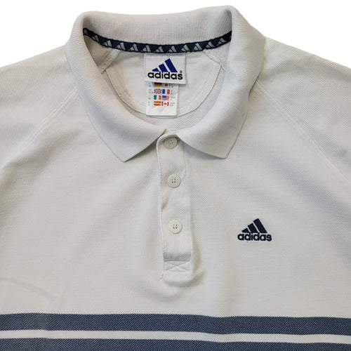 Adidas 90s Vintage White Short Sleeve Polo Top Shirt Men's Size Medium