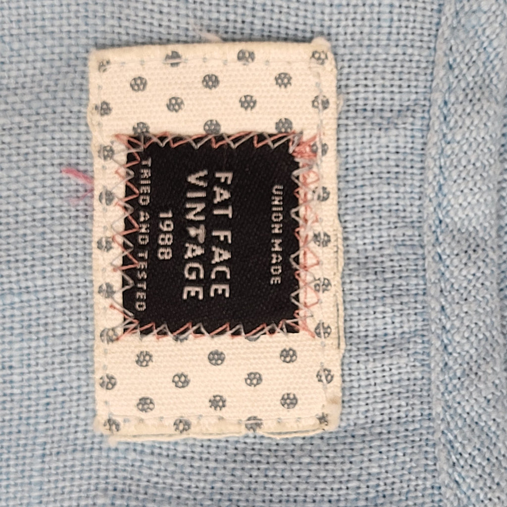Fat Face Dress Linen Baby Blue A-Line Dress Women's 14