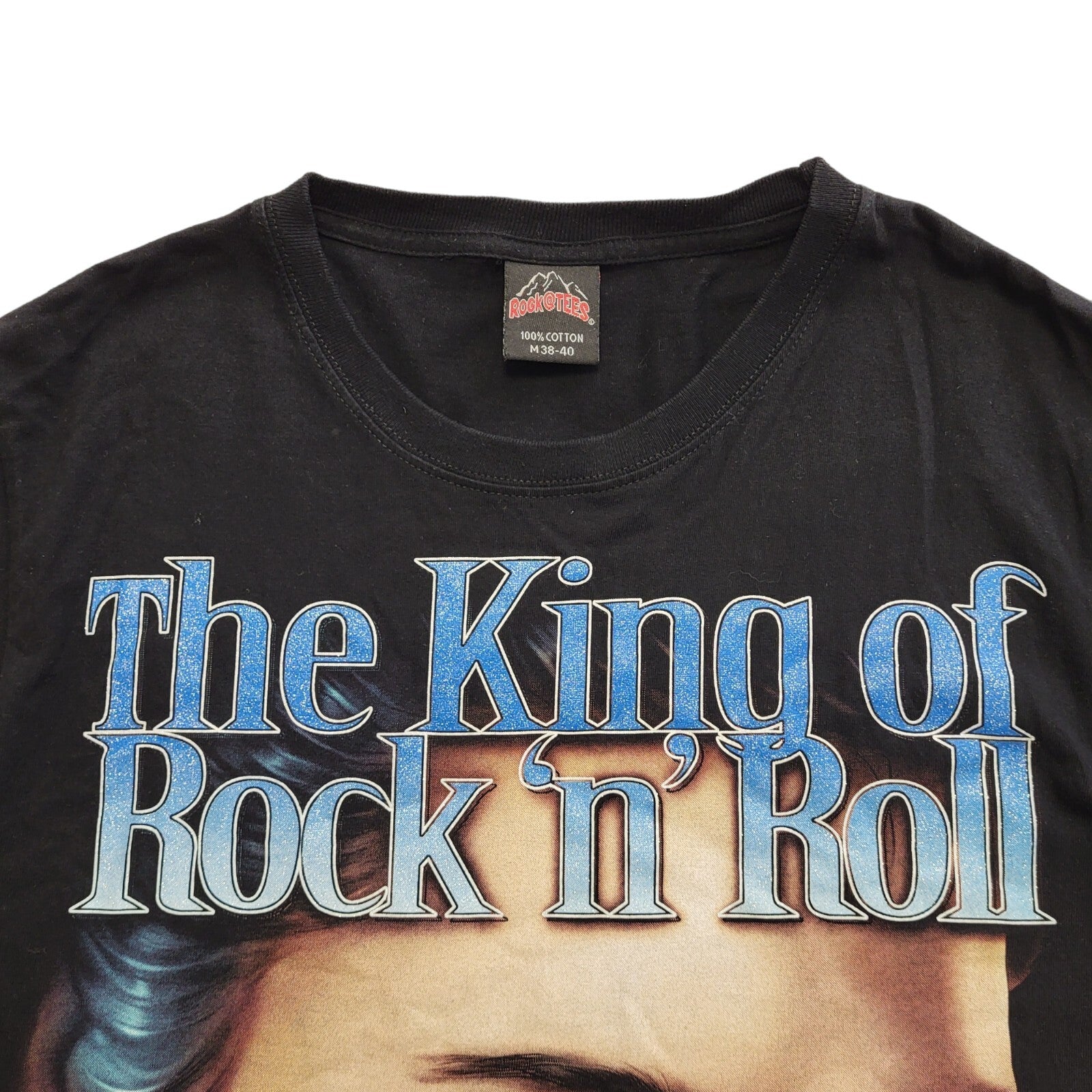 Rock@Tees Vintage 90's Elvis Presley T-Shirt Black Short Sleeve UK Men's Size M