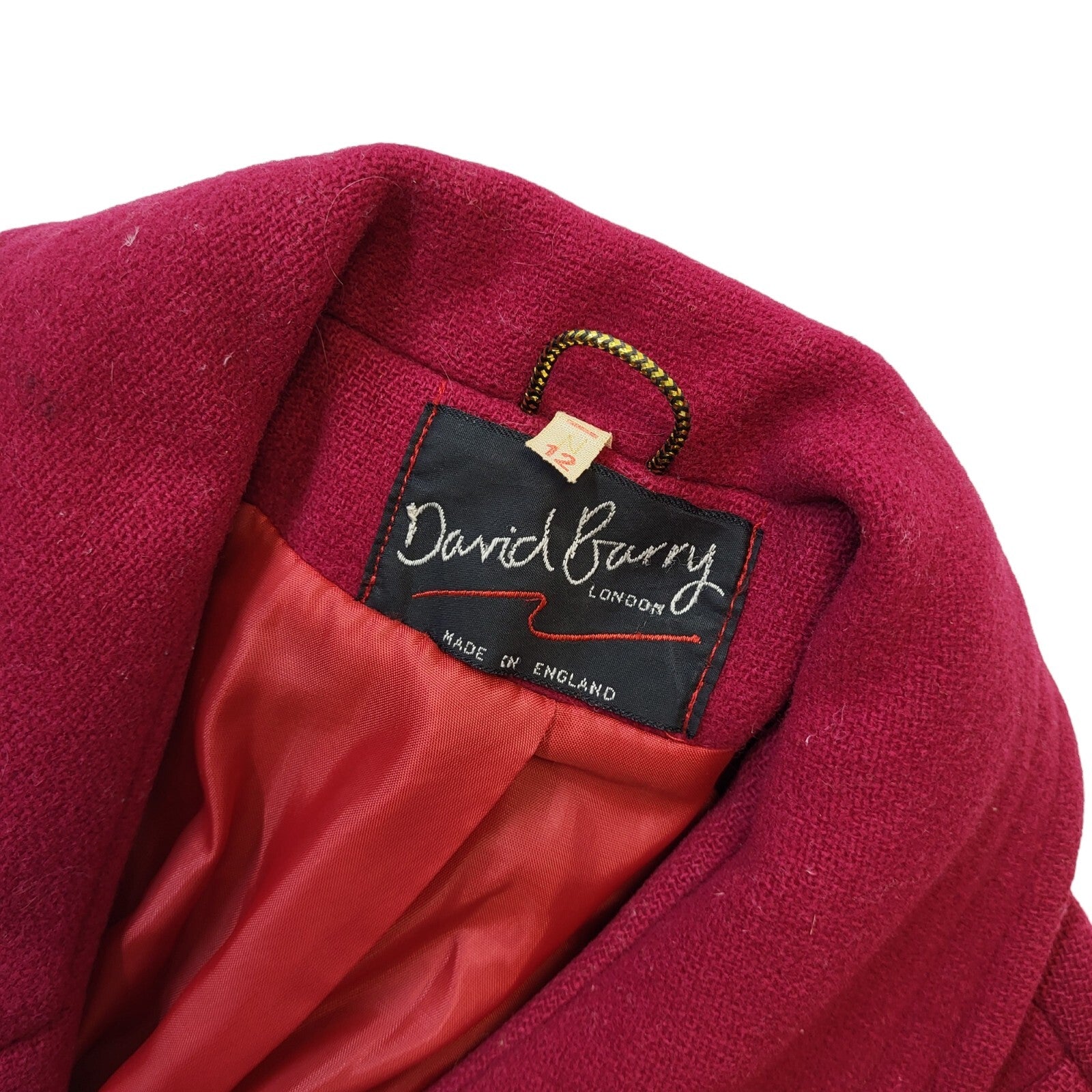 David Barry Vintage 70s Dark Pink Belted Formal Coat Women's Size 12