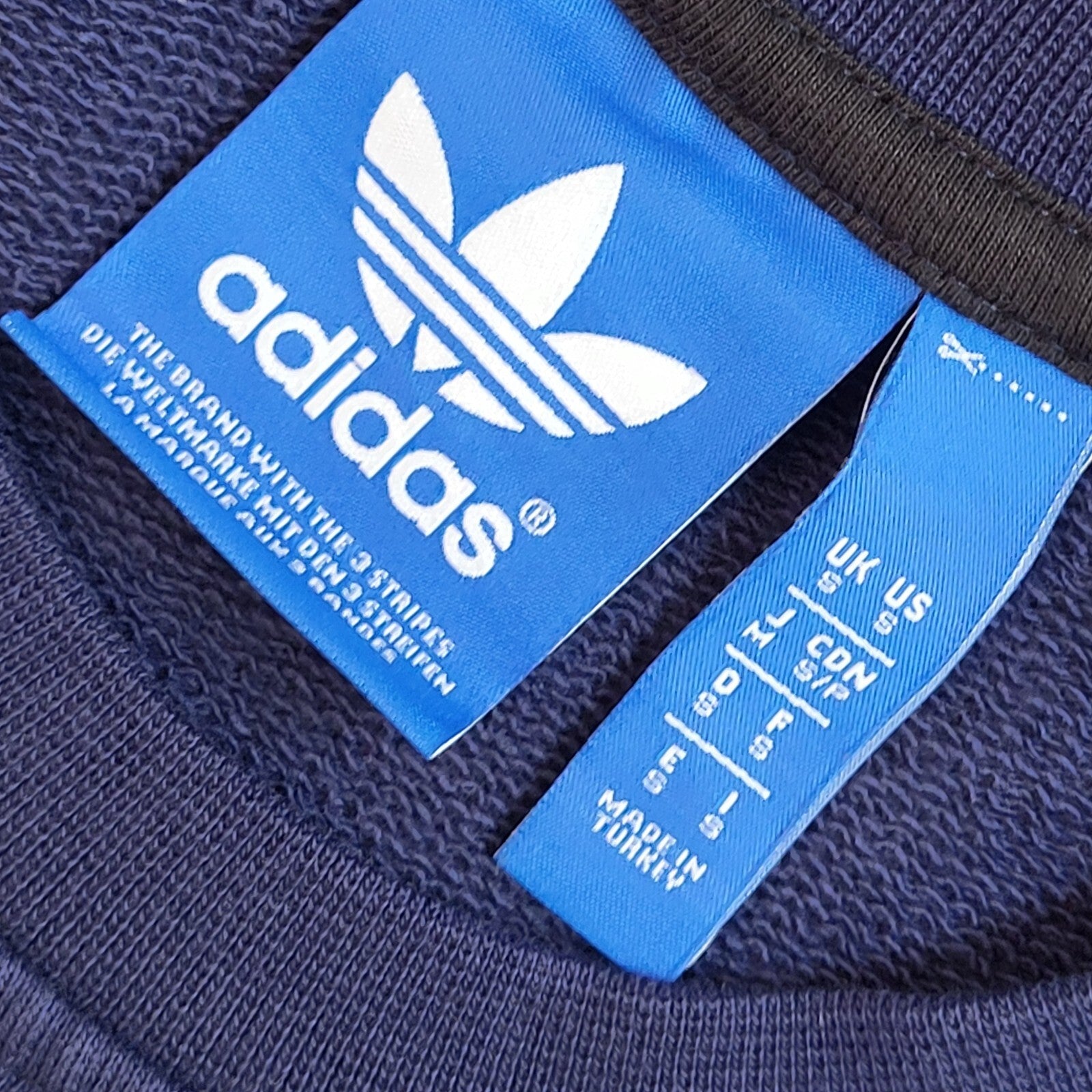 Adidas Sports Sweatshirt Blue Crew Neck 90's Vintage UK Men's Size S