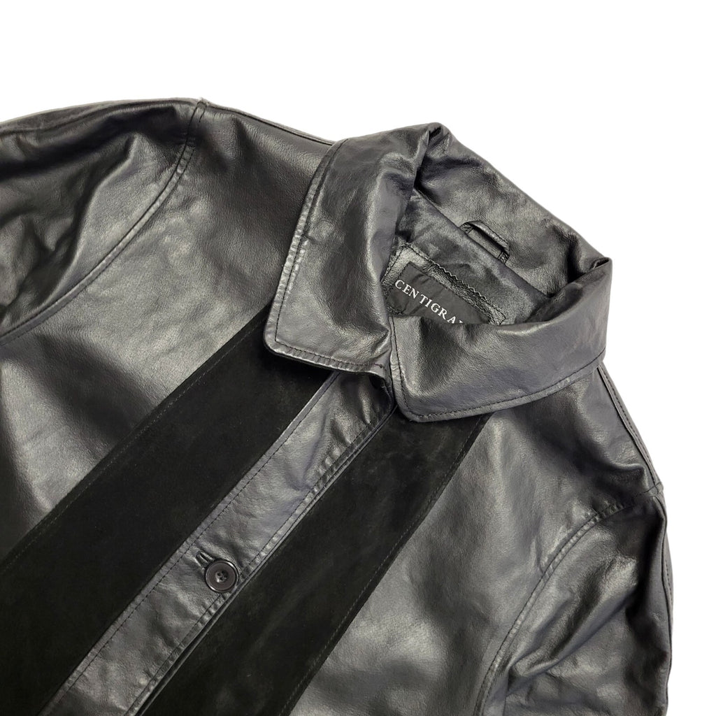 Centigrade Vintage 90s Black Zip Up Leather Coat Uk Women's Size XL