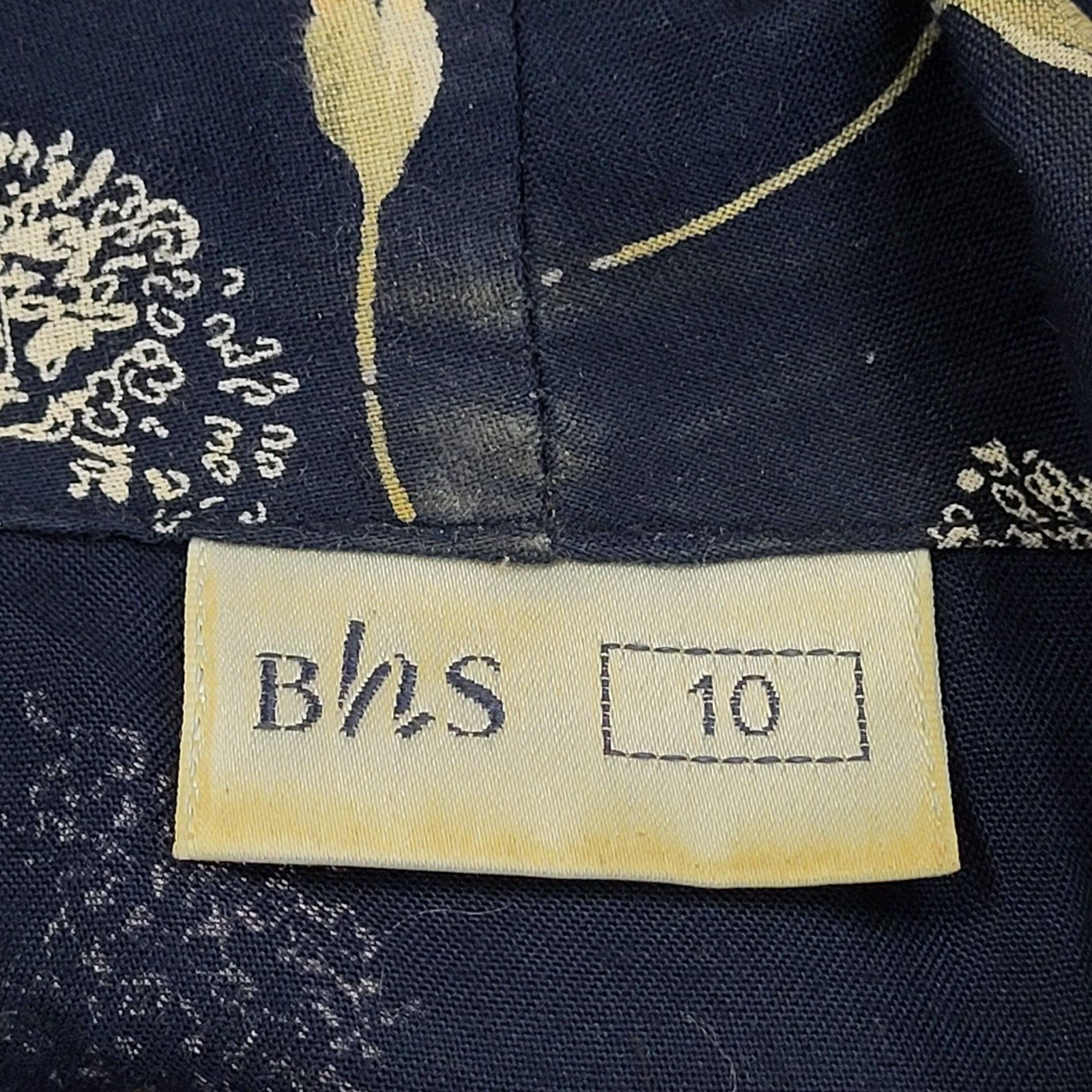 Bhs 80s Vintage Blue Floral Belted & Collared Dress Women's 10