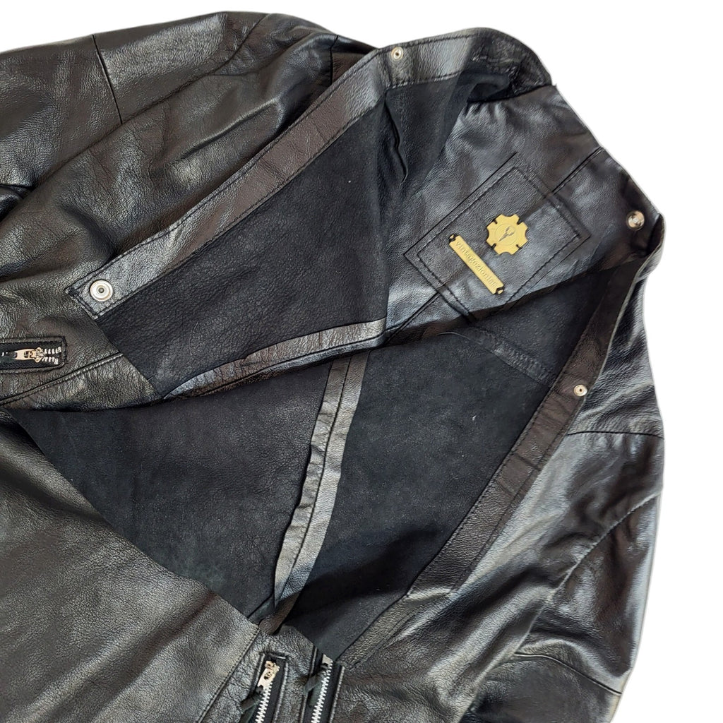 Vintagezionist Vintage Black 90s Leather Jacket Uk Women's Size 8/10