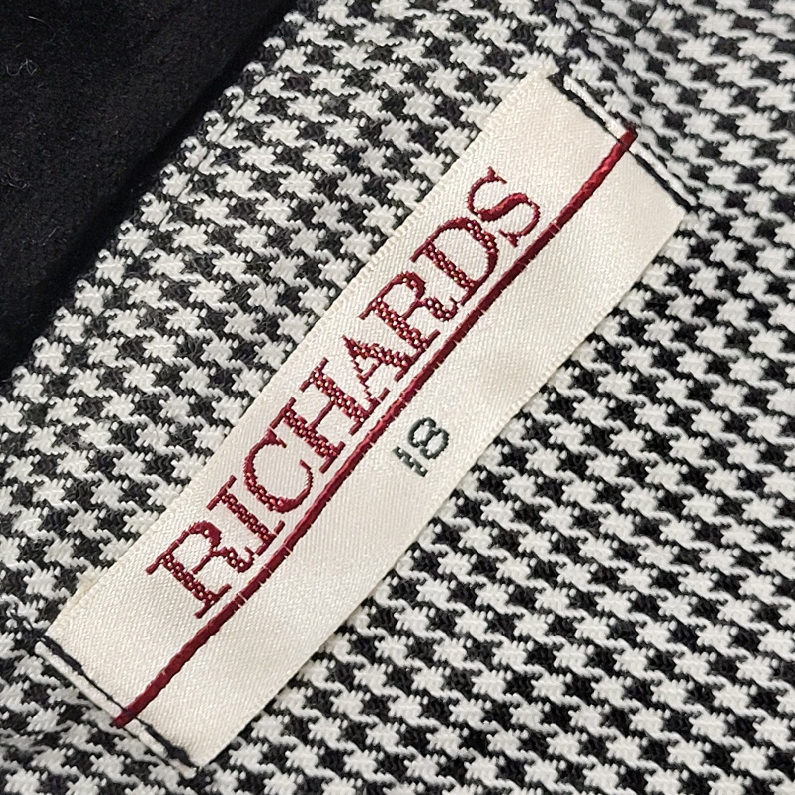 Richards Vintage 80s Black White Check Long Sleeve Dress Uk Women's Size 18 W36