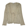 New Look Y2k Beige Lace-Up Cable-Knit Cardigan Uk Women's Size 12