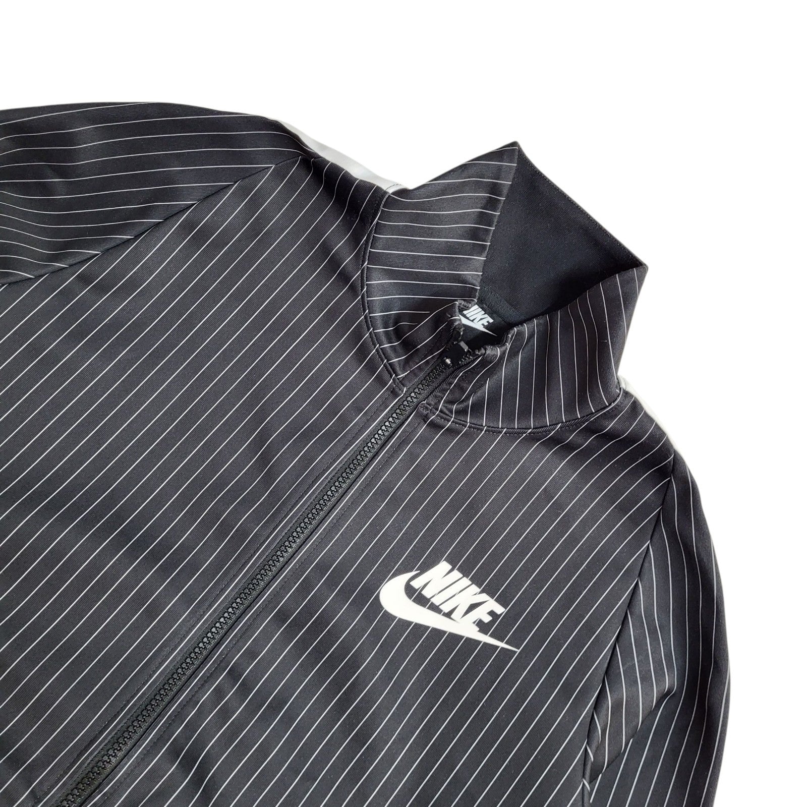Nike Tracksuit Y2k Black White Pinstriped Tapered Hem Reworked Men's Size M