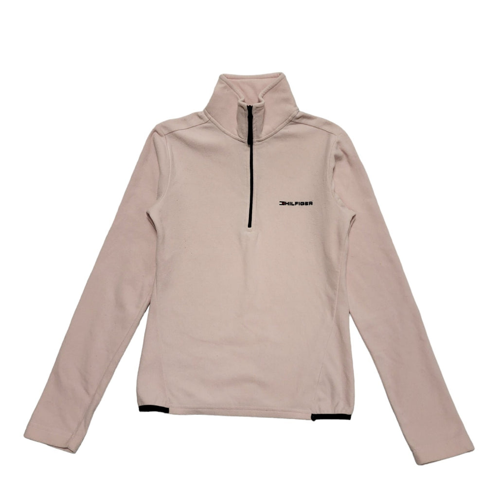Tommy Hilfiger Vintage Y2K Pink 1/4 Zip Fleece Sweatshirt Womens UK S