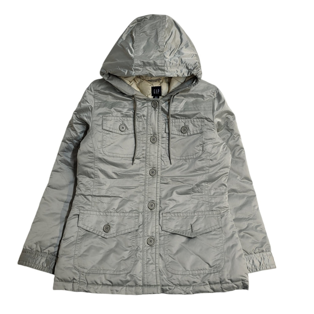 Gap Vintage Y2k Grey Hooded Jacket Uk Women's Size Medium