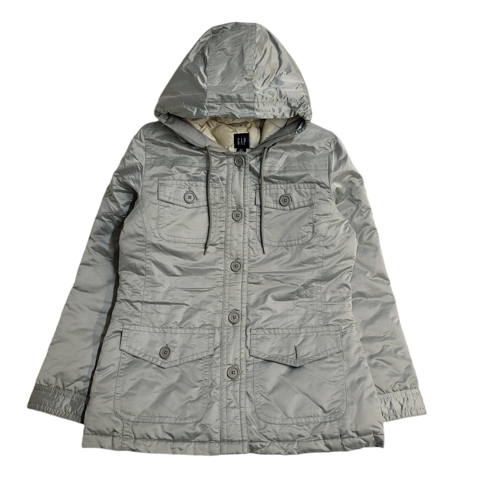Gap Vintage Y2k Grey Hooded Jacket Uk Women's Size Medium