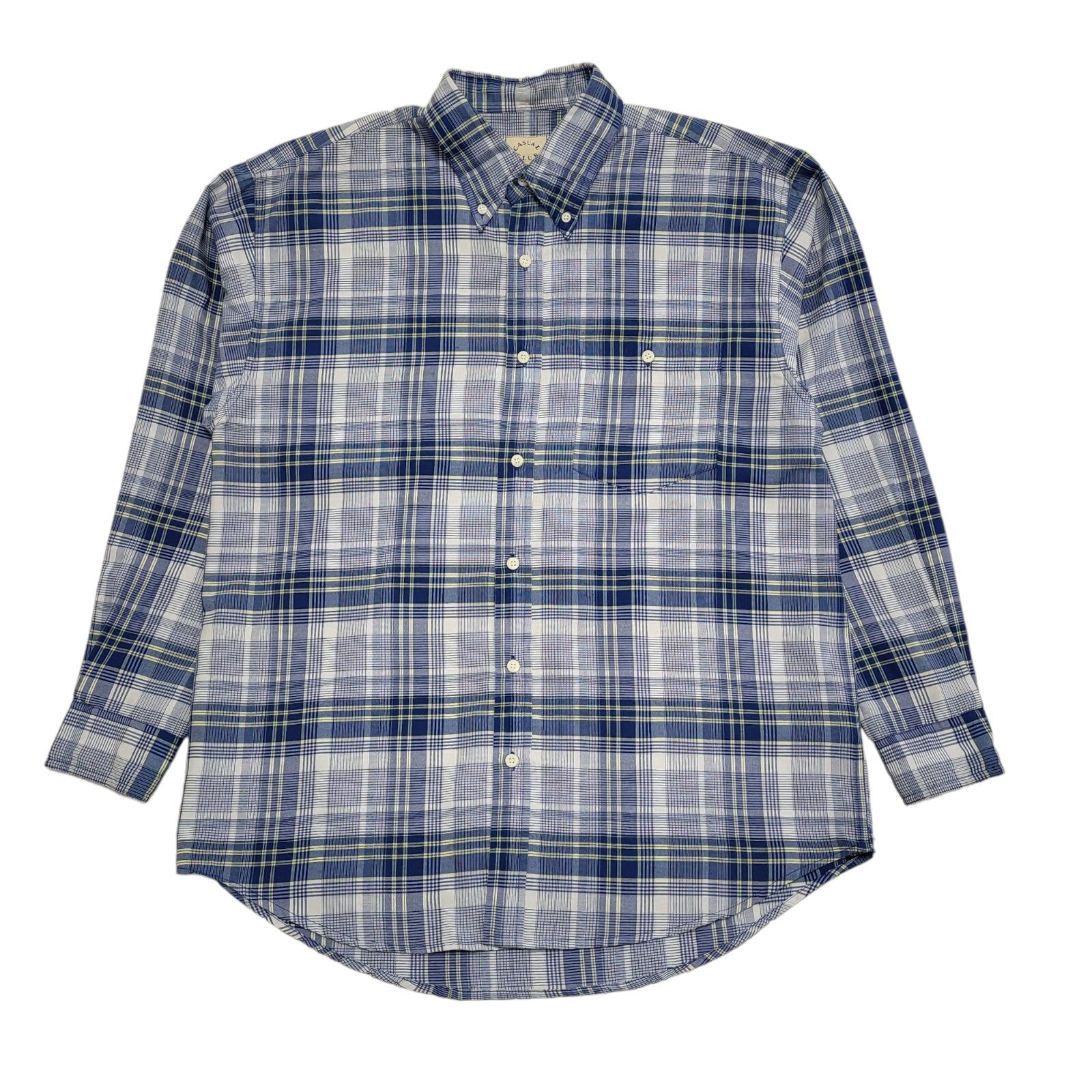 Casual Club 90's Vintage Blue & Yellow Check Shirt Uk Men's Medium