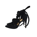 Aldo Black Faux Suede Strappy Heels Shoes Uk Women's Size 5.5