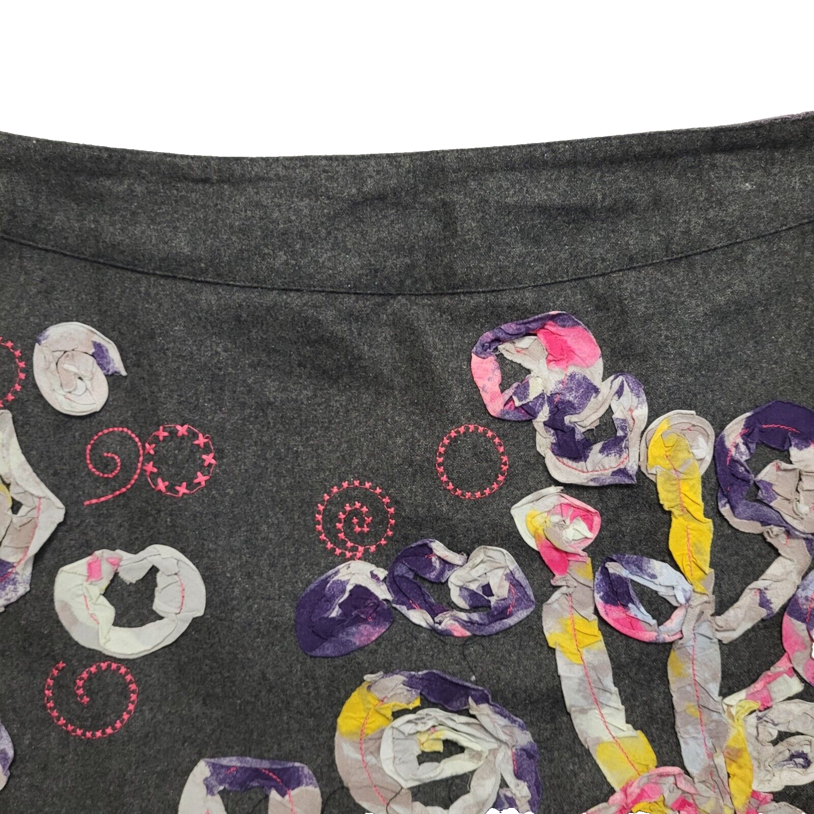 White Stuff VintageY2K Grey Floral A-Line  Skirt Womens UK Size 14 W32/34