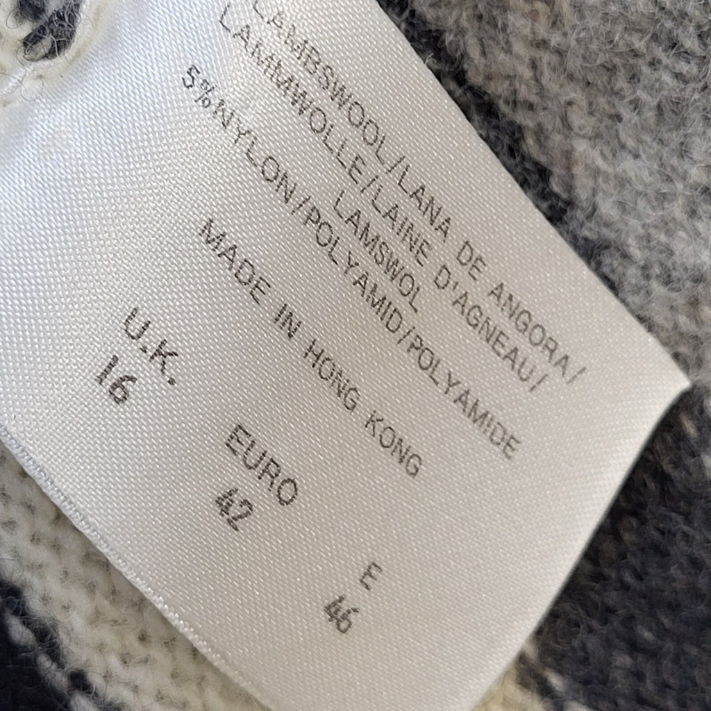 Essence 90s Vintage Grey Striped Button Up Cardigan UK Women's Size 16