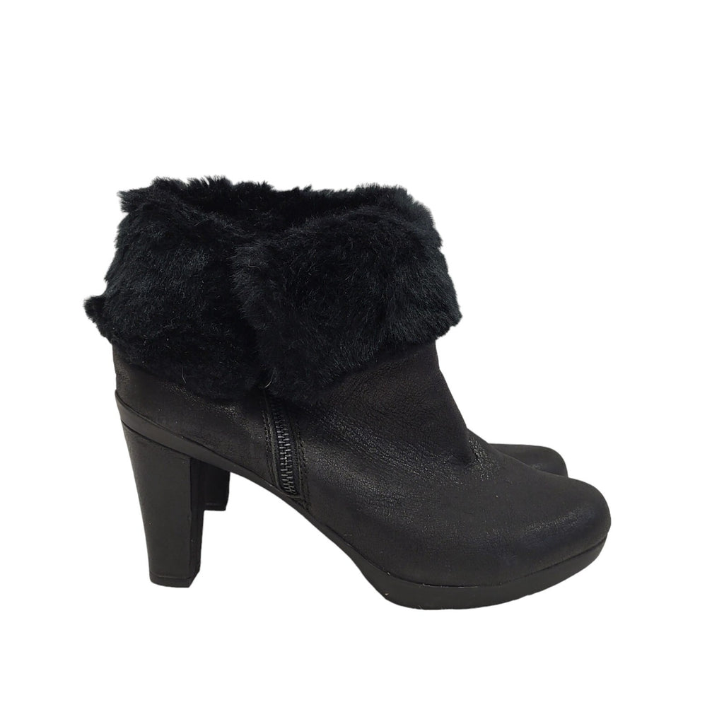 Geox Respira Black Zip Ankle Fur Patent Leather Boots Women's UK 7 