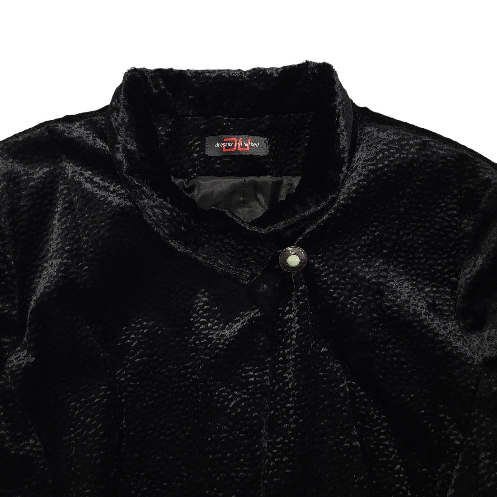 DU 90s Vintage Black Button Dress Jacket Uk Women's Size 20