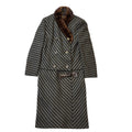 70s Vintage Koupy Grey & Brown Striped Jacket & Dress Women's Size 14 Eu 42