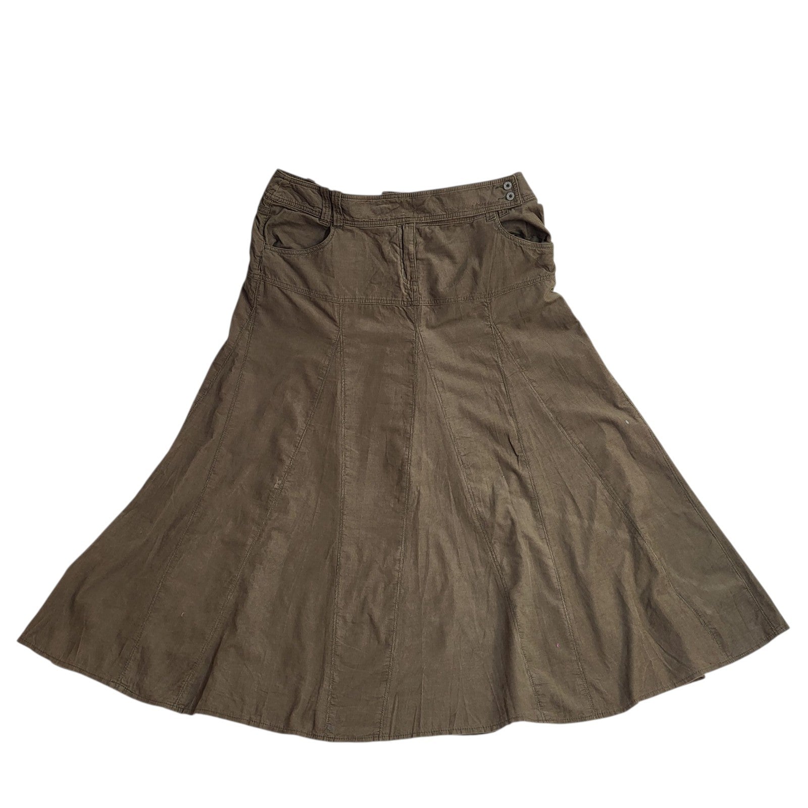 Next 80s Maxi Skirt Vintage A-Line Green Corduroy BNWT Women's Size XL 16 W34
