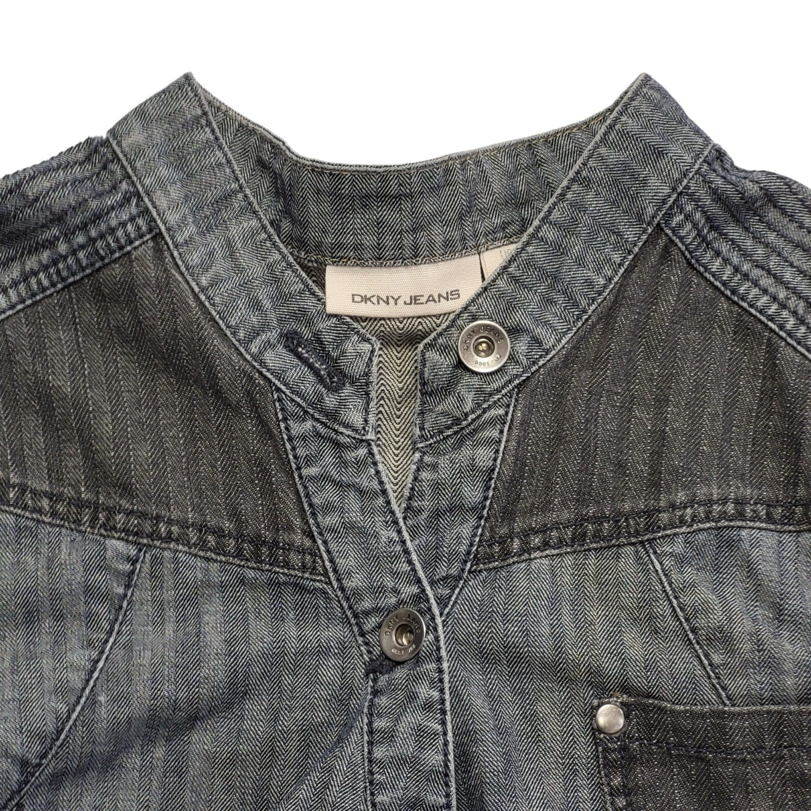 DKNY Jeans Denim Blue Button Up Short Sleeve Dress Womens Size XL