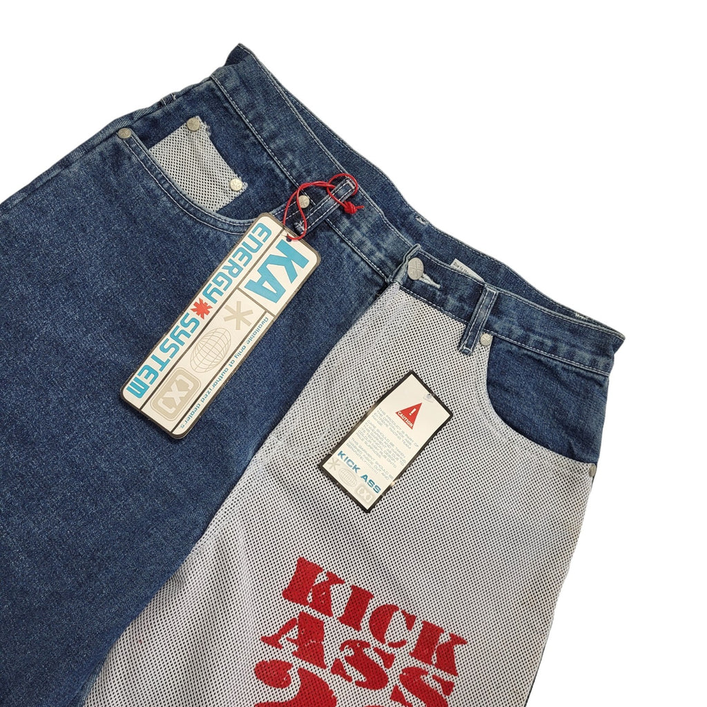 Kick Ass 23 Vintage 90's Blue Wide Leg Denim Jeans Uk Boy's Age 15 Yrs W28 L32